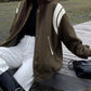 Stand Collar Contrast Trim Pockets Jacket