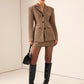 Plaid Button Slim Blazer