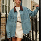 Contrast Collar Versatile Denim Jacket