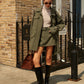 Vintage Flap-Pockets Zipper Polo Trench Coat