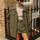 Vintage Flap-Pockets Zipper Polo Trench Coat