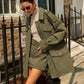 Vintage Flap-Pockets Zipper Polo Trench Coat