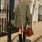 Vintage Flap-Pockets Zipper Polo Trench Coat