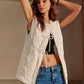 Bow-Decor Zipper Vest