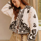 Boheme Printed Lace Up Short Jacket