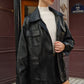 Lapel Belted Zipper PU Leather Jacket