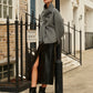 Breasted Wool Coat With Button Tassel Scarf
