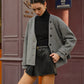 Breasted Wool Coat With Button Tassel Scarf