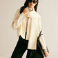 Plain Short Coat With Scarf