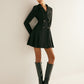 Pleated Blazer Dress With Shoulder Pads