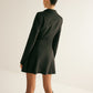 Pleated Blazer Dress With Shoulder Pads