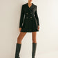 Pleated Blazer Dress With Shoulder Pads