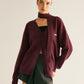 V-Neck Button Knit Outerwear With Scarf