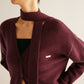 V-Neck Button Knit Outerwear With Scarf