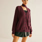 V-Neck Button Knit Outerwear With Scarf