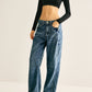 Washed Denim Scimitar Jeans
