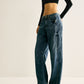 Washed Denim Scimitar Jeans