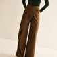 Asymmetrical Mid-Waist Straight Pants