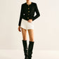 Rope-Belted Button Blazer
