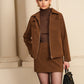 Suede Zipper Jacket With Shoulder Pads