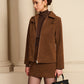 Suede Zipper Jacket With Shoulder Pads
