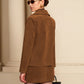 Suede Zipper Jacket With Shoulder Pads