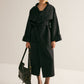 Large Collar Belted Wool Long Coat