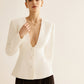 Deep V-Neck Button Slim Blazer