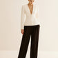 Deep V-Neck Button Slim Blazer