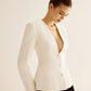 Deep V-Neck Button Slim Blazer