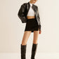 Vintage Zipper PU Leather Short Jacket