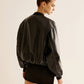 Vintage Zipper PU Leather Short Jacket