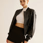 Vintage Zipper PU Leather Short Jacket