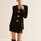 Metal-Button Slim Blazer