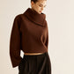 Plain Turtleneck Tweed Top