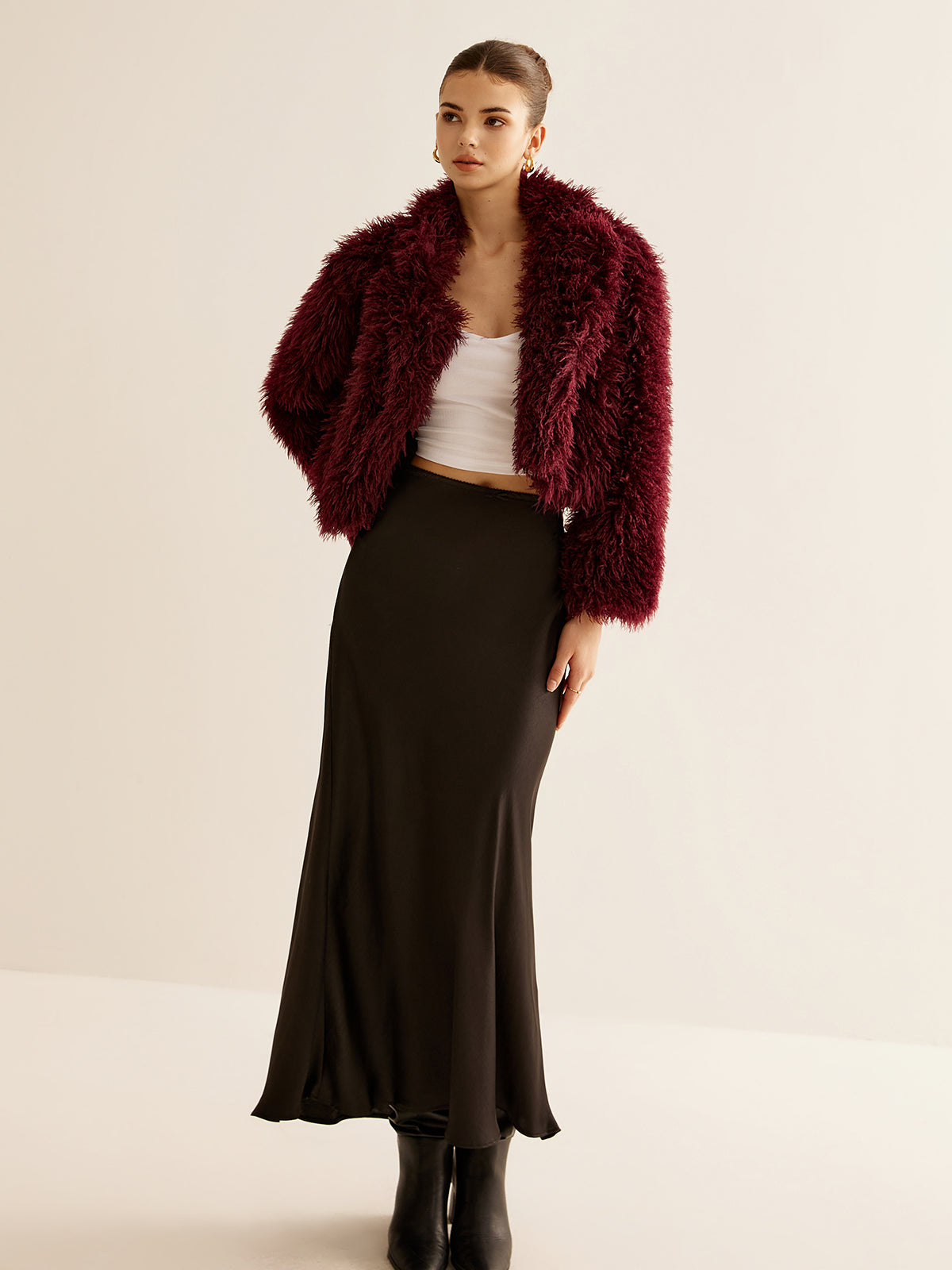Crop Faux Fur Coat