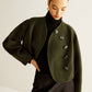 Asymmetrical Button Crop Tweed Coat