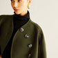 Asymmetrical Button Crop Tweed Coat