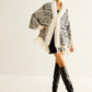 Geometric Striped Tassel Knit Minky Shawl