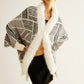 Geometric Striped Tassel Knit Minky Shawl