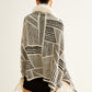 Geometric Striped Tassel Knit Minky Shawl