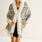 Geometric Striped Tassel Knit Minky Shawl