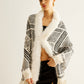 Geometric Striped Tassel Knit Minky Shawl