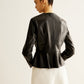 Breasted Ruffle Faux Leather Jacket