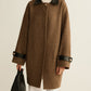 Contrast Collar Button Wool Coat