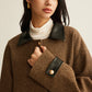 Contrast Collar Button Wool Coat