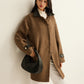 Contrast Collar Button Wool Coat