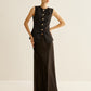 Elegant Breasted Piping Split Vest