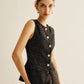 Elegant Breasted Piping Split Vest