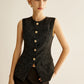 Elegant Breasted Piping Split Vest